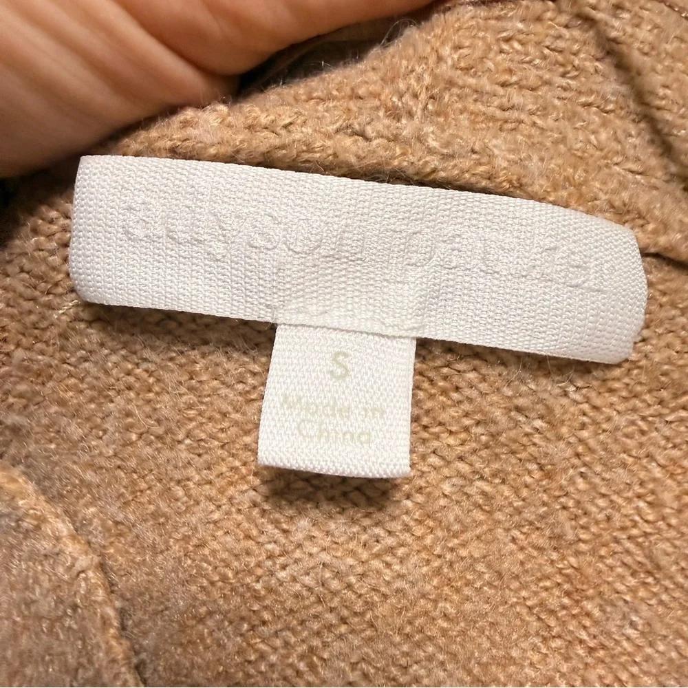 Adyson Parker | Blouson Sleeve V-Neck Button-Up Cardigan in Cozy Camel Heather